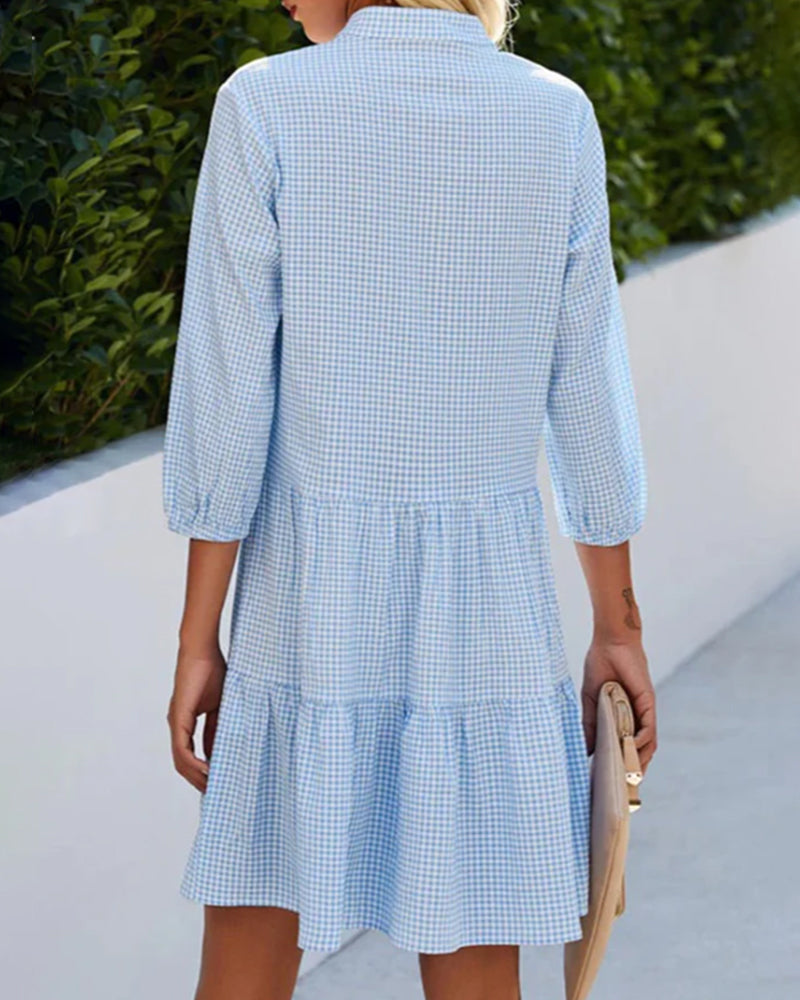Lynette | Buttoned Gingham Day Dress