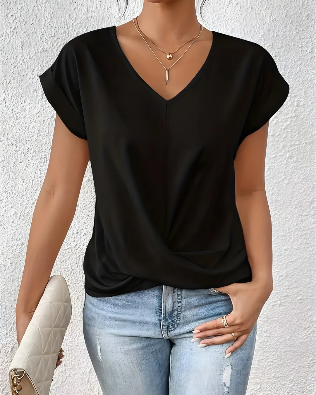 Kathrina | Twist Front V-Neck Top