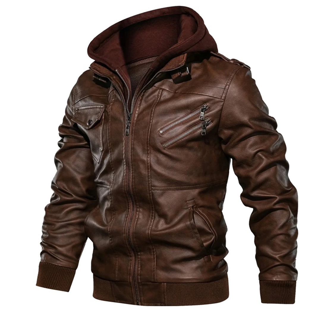 Jacob - Men's Leather Jacket with Hood