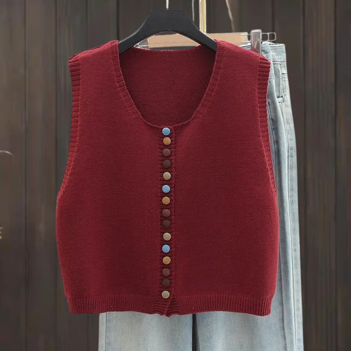 Maribel | Color-Button Knit Vest