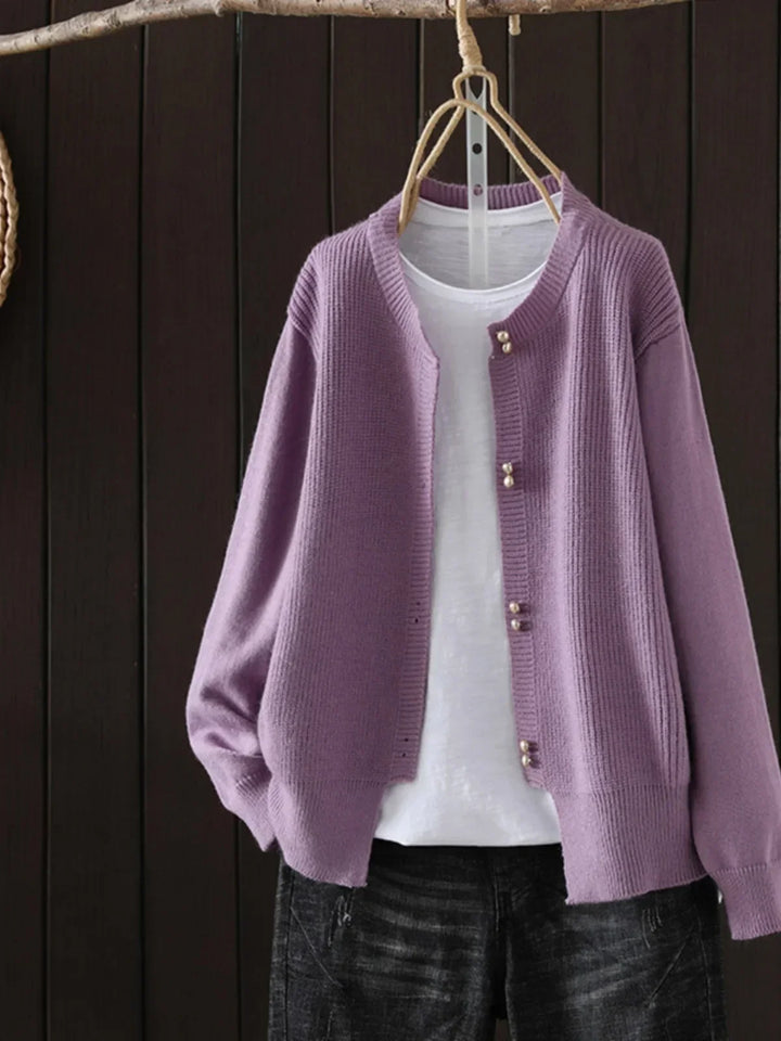 Elara| Pearl-Button Cardigan