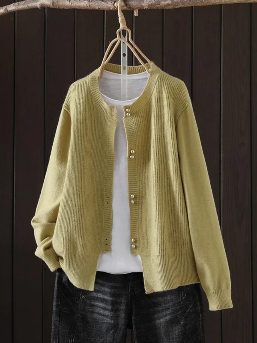 Elara| Pearl-Button Cardigan