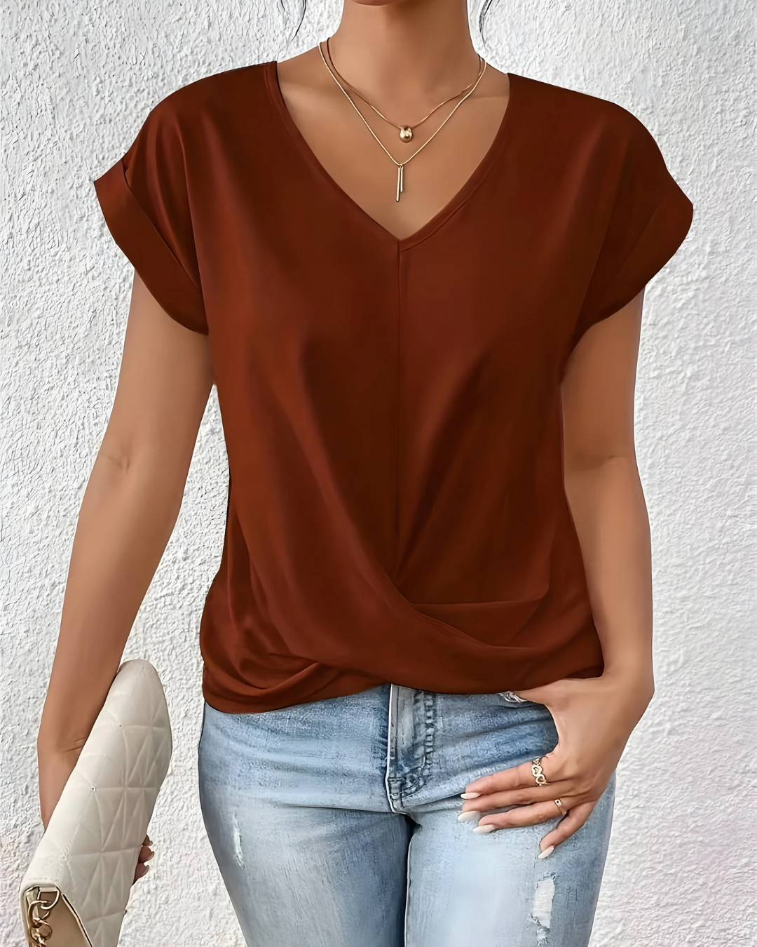 Kathrina | Twist Front V-Neck Top