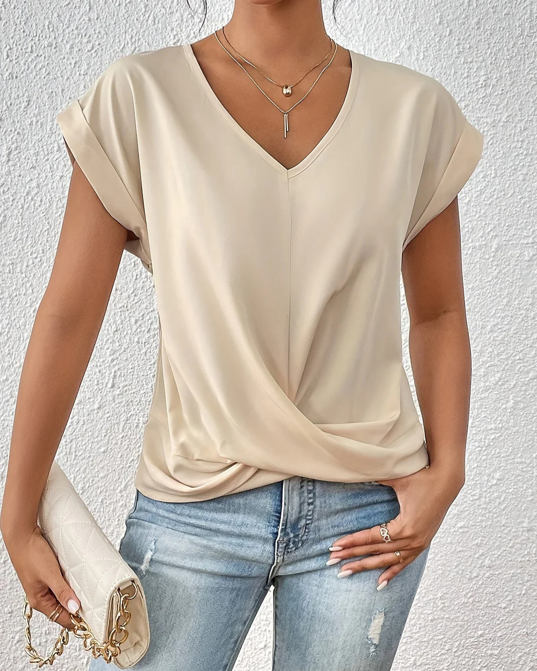 Kathrina | Twist Front V-Neck Top
