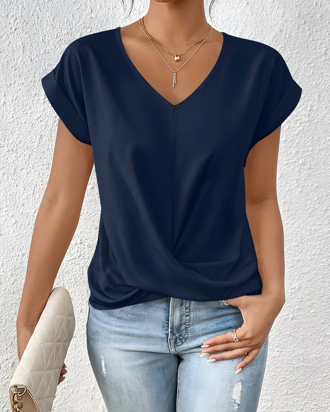 Kathrina | Twist Front V-Neck Top