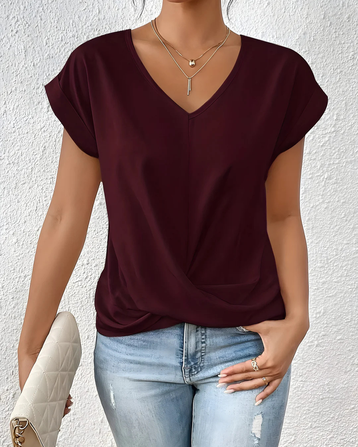 Kathrina | Twist Front V-Neck Top